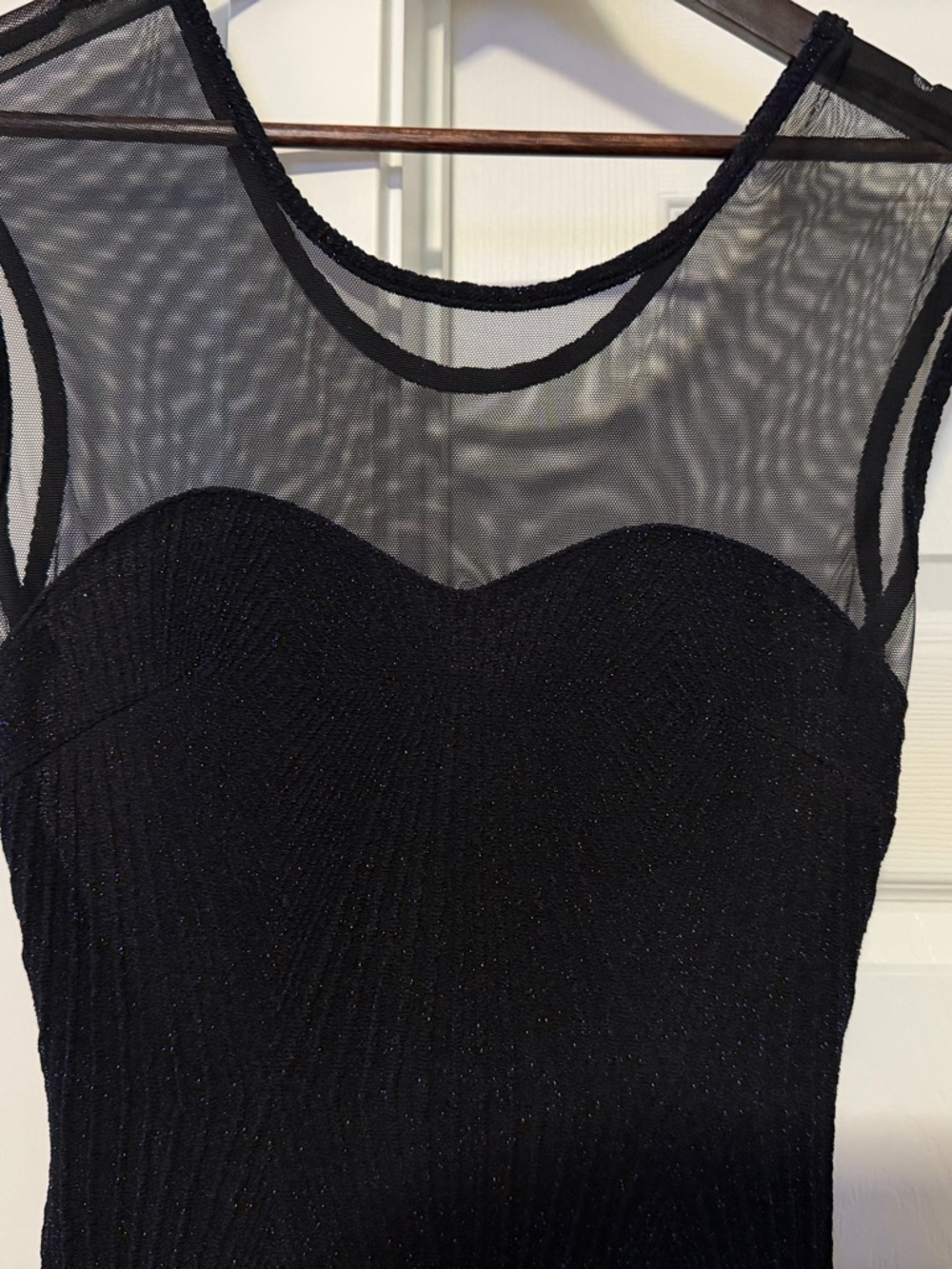 Black Mesh Yoke Evening Dress